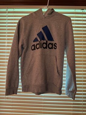 Adidas Boy’s Gray Hoodie with Blue Logo